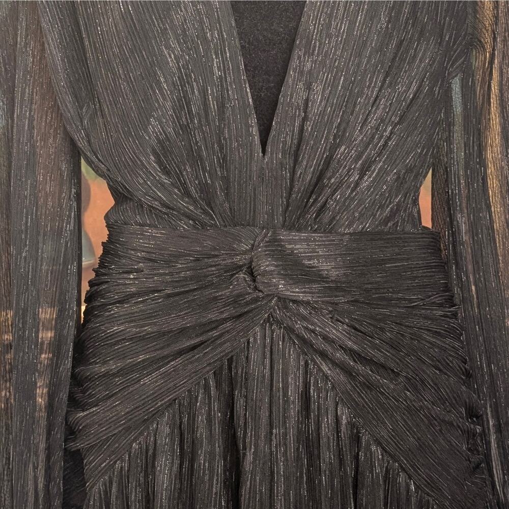 Gianni Bini Hazel Black Metallic Gown - Pleated Cutout Fall Formal Homecoming 12 - Picture 9 of 10